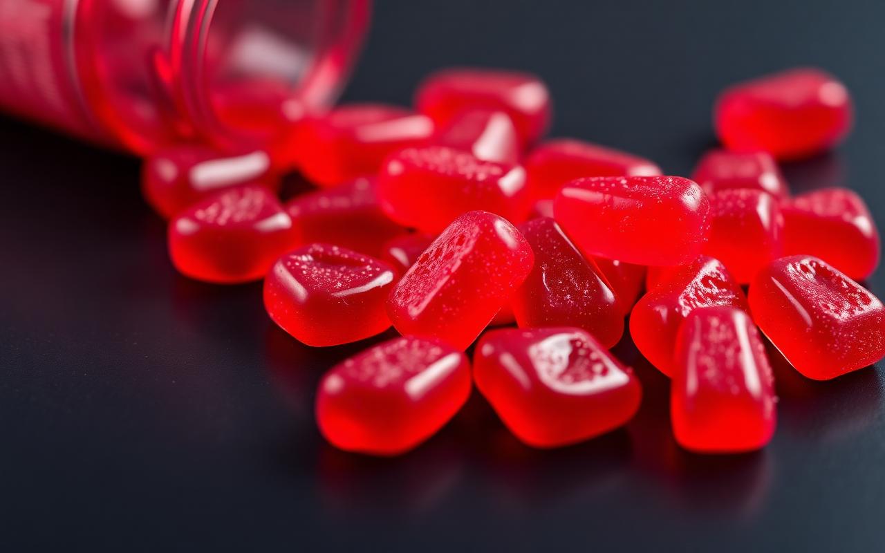 Red strawberry-flavored Horse Boost vitality gummies